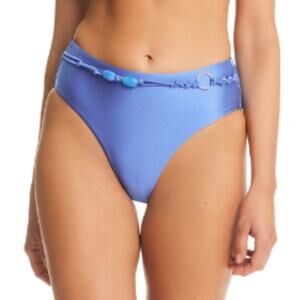 Red Carter Shine Solids O-Ring High Waisted Bikini bottoms voyage blue - L